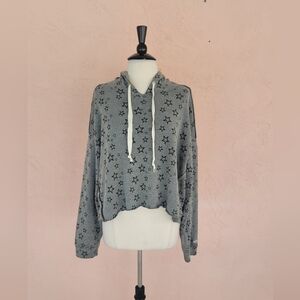 MV Sport Starry Cropped Hoodie Sweatshirt In Graphite Gray